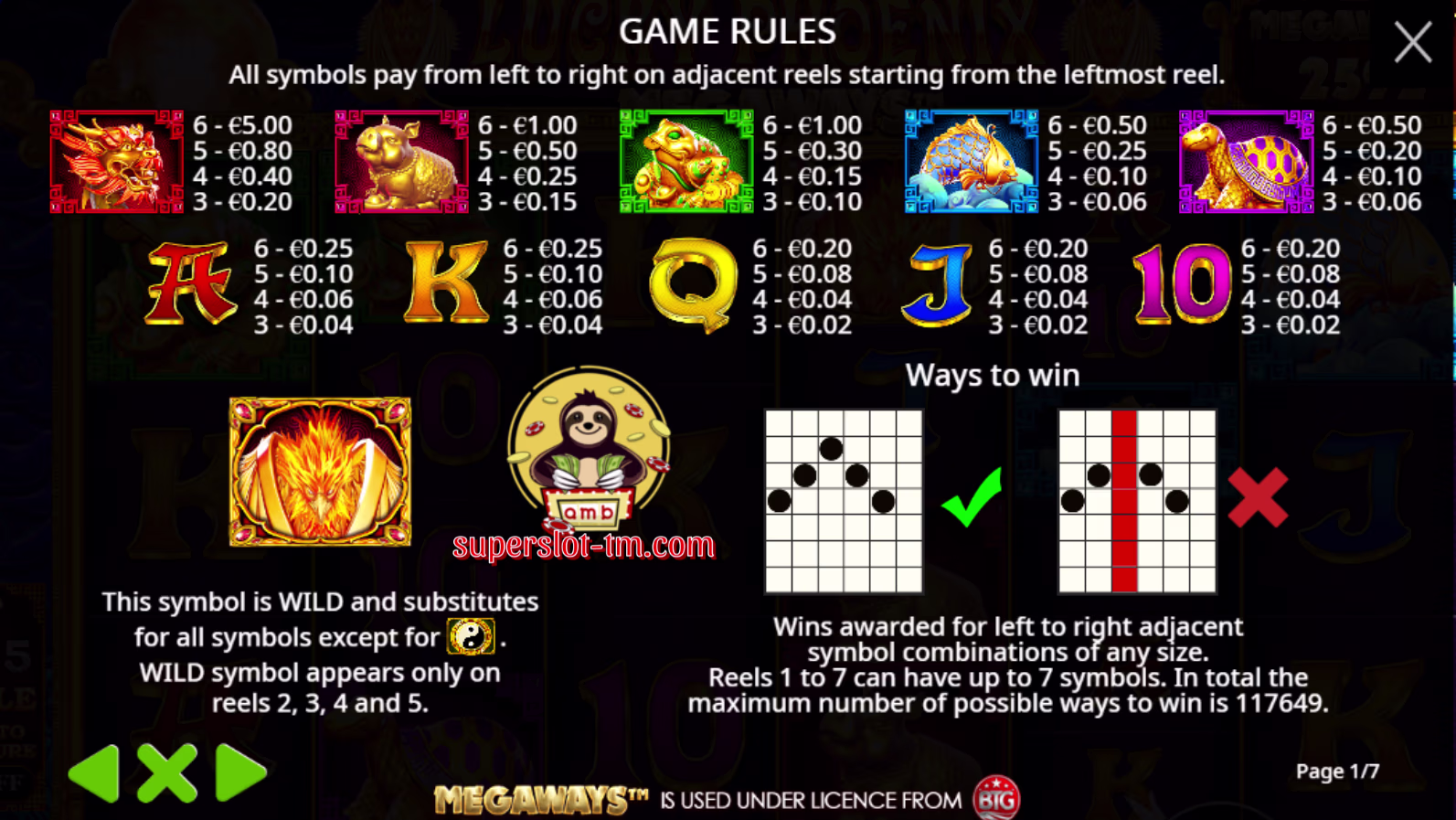 Lucky Phoenix-สัญลักษณ์เกม